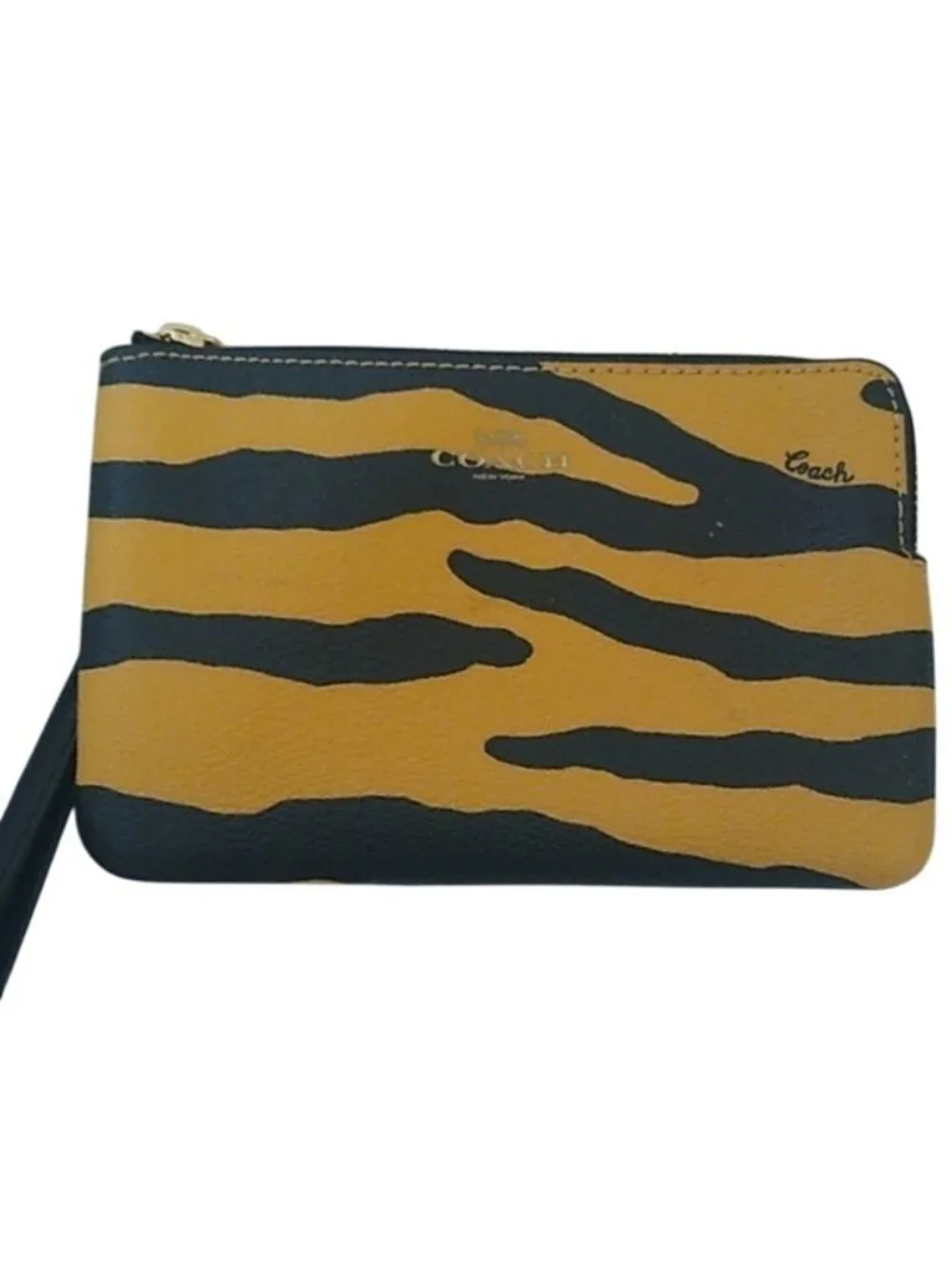 Coach C7440 Tiger Print Corner Zip Wristlet